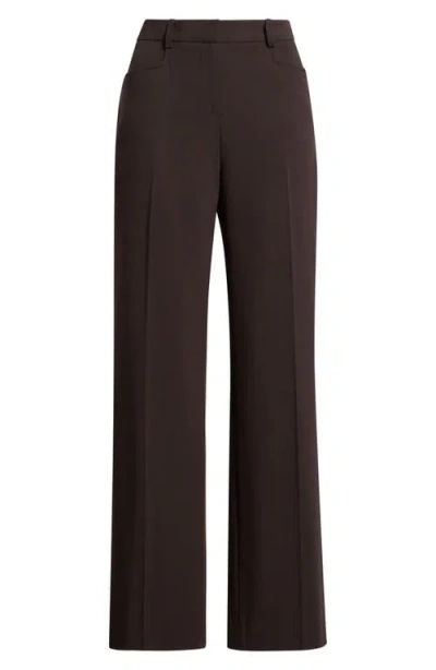 Tahari Asl Birdseye Straight Leg Career Pants In Brown
