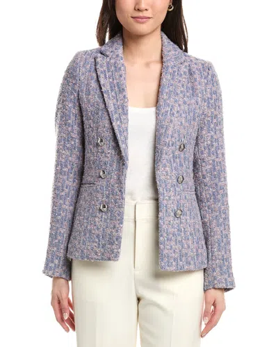 Tahari Asl Faux Double Breasted Metallic Tweed Blazer In Multi