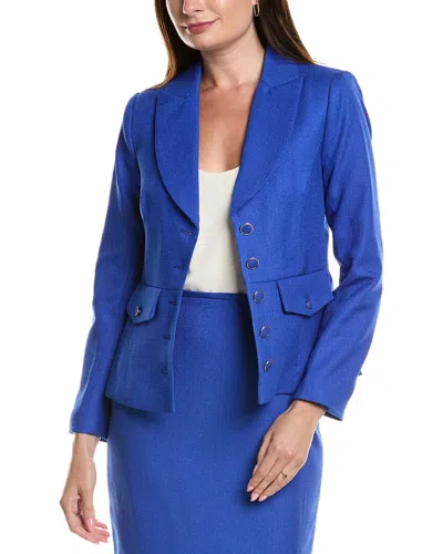 Tahari Asl Boucle Blazer In Blue