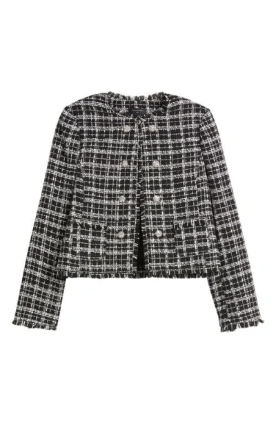 Tahari Asl Women's Collarless Boucle Blazer In Black Ivory