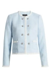 Tahari Asl Bouclé Crop Jacket In Ice Blue