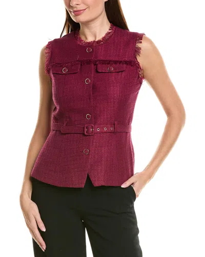 Tahari Asl Boucle Vest In Purple