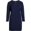 Tahari Asl Bow Detail Long Sleeve Ponte Dress In Blue