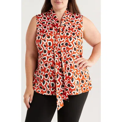 Tahari Asl Bow Neck Sleeveless Satin Top