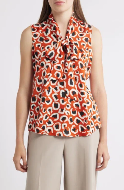 Tahari Asl Bow Neck Sleeveless Satin Top