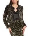 Tahari Asl Sequin Open Front Jacket In Yellow