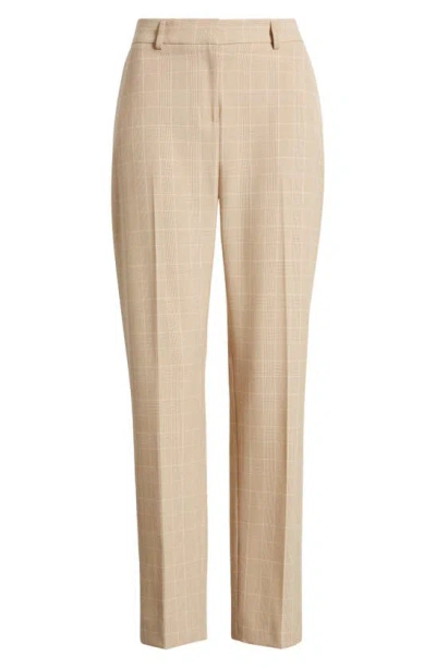 Tahari Asl Women's Plaid Straight Mid-rise Pants In Sand,salmon