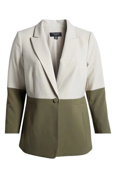 Tahari Asl Colourblock Blazer In Sand Loden