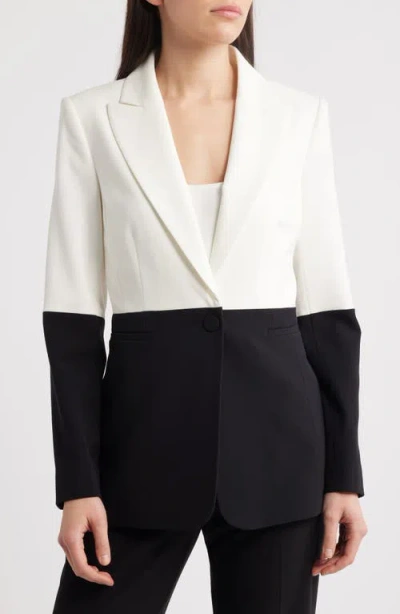 Tahari Asl Colorblock Blazer In White Black
