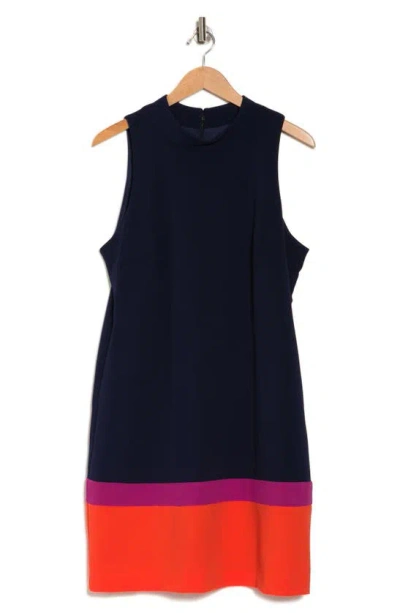 Tahari Asl Colorblock Sleeveless Minidress In Black