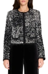 Tahari Asl Corded Braid Trim Sequin Jacket In Multi