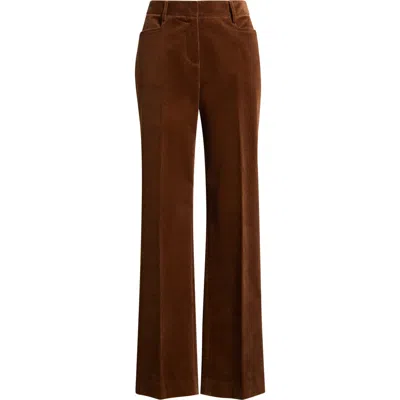 Tahari Asl Corduroy Flare Leg Pants In Brown