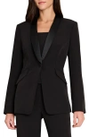 Tahari Asl Crepe Tuxedo Jacket In Black
