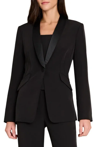 Tahari Asl Crepe Tuxedo Jacket In Black