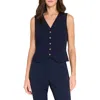 Tahari Asl Women's Stretch Crepe Button-front Vest In Blue