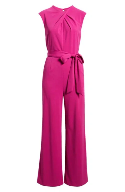 Tahari Asl Cross Neck Sleeveless Scuba Crepe Jumpsuit In Purple