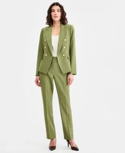 Tahari Asl Double Breasted Blazer Flare Pants In Green