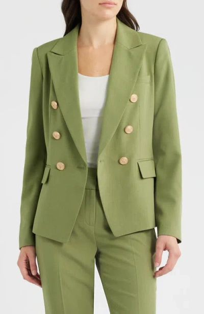 Tahari Asl Double Breasted Blazer In Green