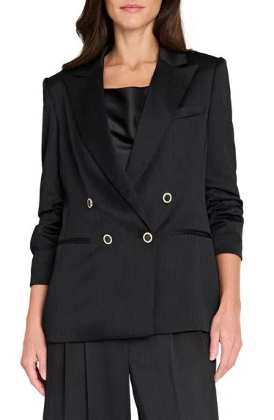 TAHARI ASL TAHARI ASL DOUBLE BREASTED CRINKLE SATIN BLAZER