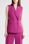 Tahari Asl Double Breasted Long Vest In Wild Berry