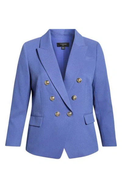 Tahari Asl Double Breasted Twill Blazer In Blue