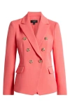 Tahari Asl Double Breasted Twill Blazer In Sunset