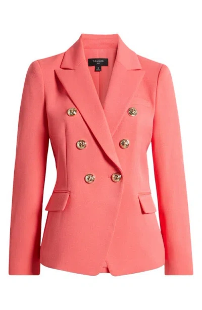 Tahari Asl Double Breasted Twill Blazer In Sunset