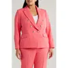 Tahari Asl Double Breasted Twill Blazer In Sunset