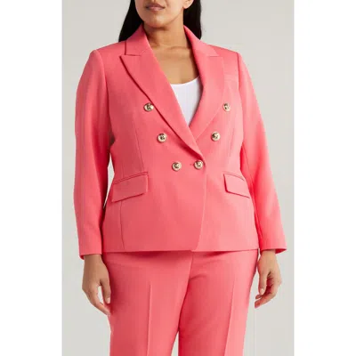 Tahari Asl Double Breasted Twill Blazer In Sunset