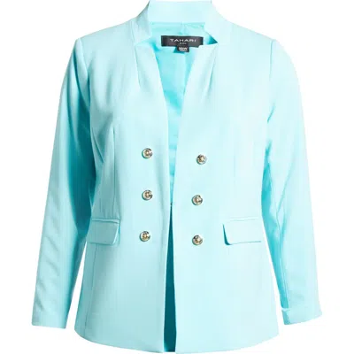 Tahari Asl Faux Double Breasted Blazer In Turquoise