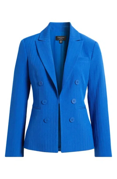 Tahari Asl Faux Double Breasted Jacket In Blue