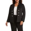 Tahari Asl Faux Double Breasted Ponte Blazer In Black