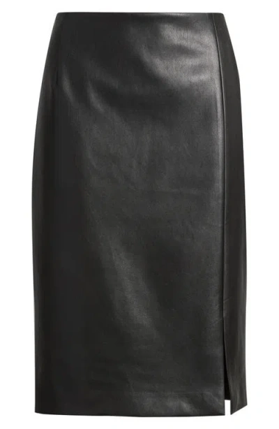 Tahari Asl Faux Leather Pencil Skirt In Black