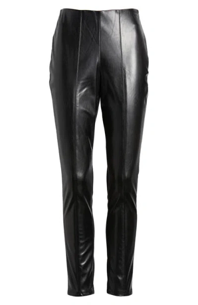 Tahari Asl Faux Leather Ponte Trousers In Black