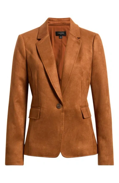 Tahari Asl Faux Suede Blazer In Brown