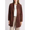 Tahari Asl Faux Suede Long Jacket In Espresso
