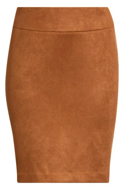 Tahari Asl Faux Suede Pencil Skirt In Orange
