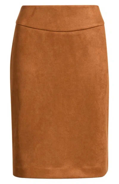 Tahari Asl Faux Suede Pencil Skirt In Luggage