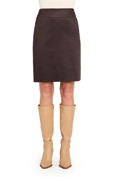Tahari Asl Faux Suede Skirt In Brown