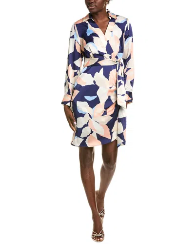 Tahari Asl Faux Wrap Mini Dress In Blue