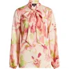 Tahari Asl Plus Size Floral-print Tie-neck Blouse In Peach Watercolor