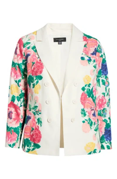Tahari Asl Floral Double Breasted Blazer In Multi