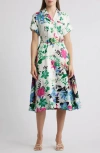 Tahari Asl Floral Midi Shirtdress In Multi