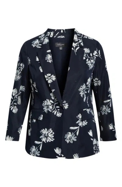 Tahari Asl Floral One-button Jacket In Multi