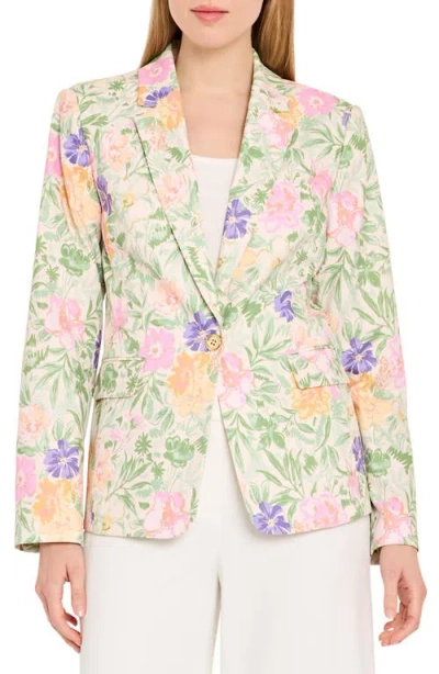 Tahari Asl Floral One-button Blazer In Multi