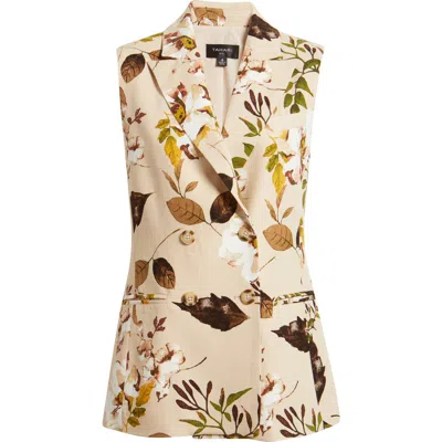 Tahari Asl Foliage Print Vest In Multi