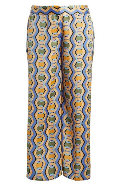 TAHARI ASL TAHARI ASL GEO PRINT SATIN WIDE LEG PANTS