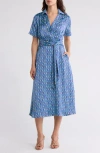 Tahari Asl Midi Dress In Aqua Lime Geo