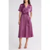 Tahari Asl Geometric Short Sleeve Midi Shirtdress In Blue Violet