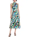 Tahari Asl Halter Midi Dress In Blue